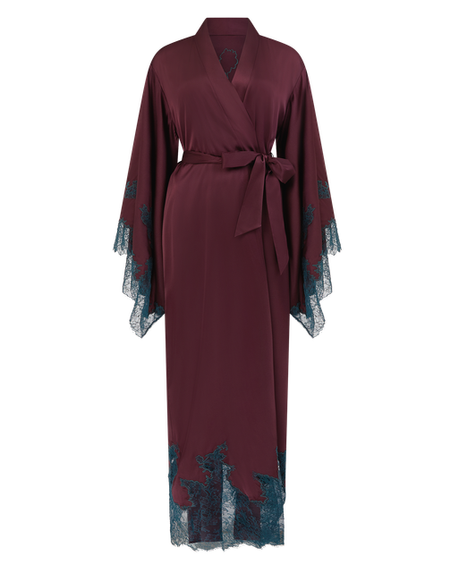 Christi Long Kimono Plum/Dark Green | Agent Provocateur