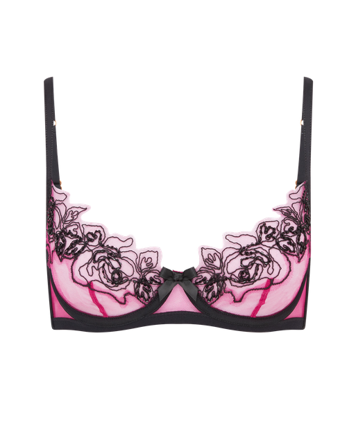 Lindie Demi Cup Plunge Underwired Bra Fuchsia/Black | Agent Provocateur