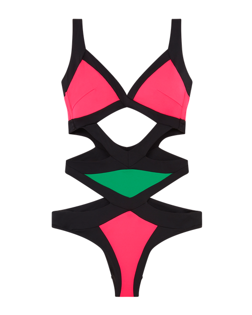 Mazzy Swimsuit  Black/Green/Pink | Agent Provocateur