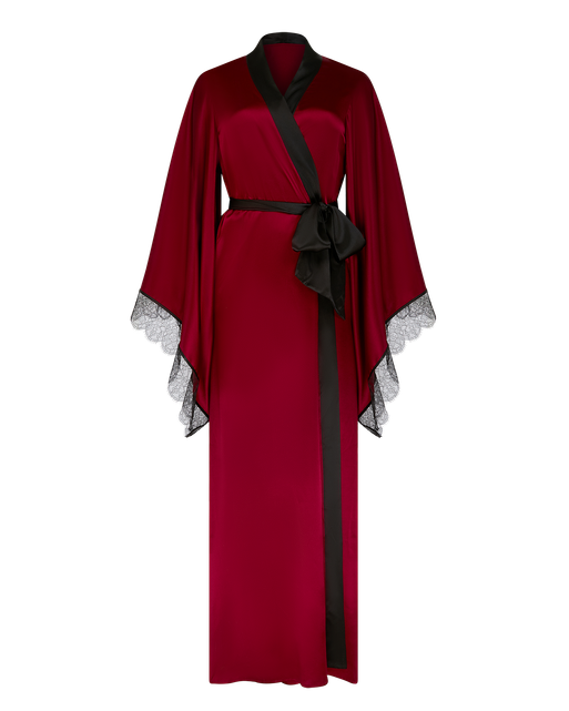 Sammi Long Kimono Burgundy/Black | Agent Provocateur