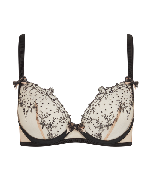 Graice Plunge Underwired Bra Black/Sand | Agent Provocateur