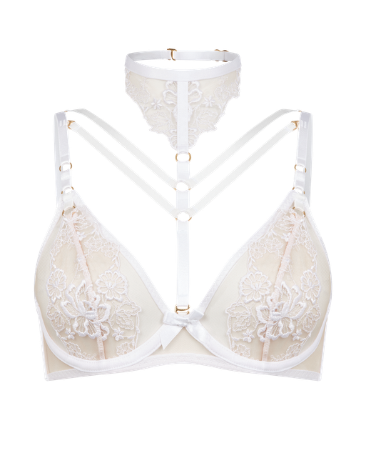Melanie Plunge Underwired Bra  White/Sand | Agent Provocateur