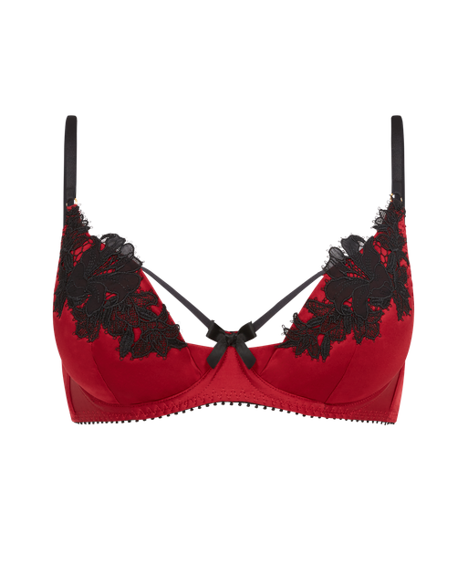 Penelopi Plunge Underwired Bra Red/Black | Agent Provocateur
