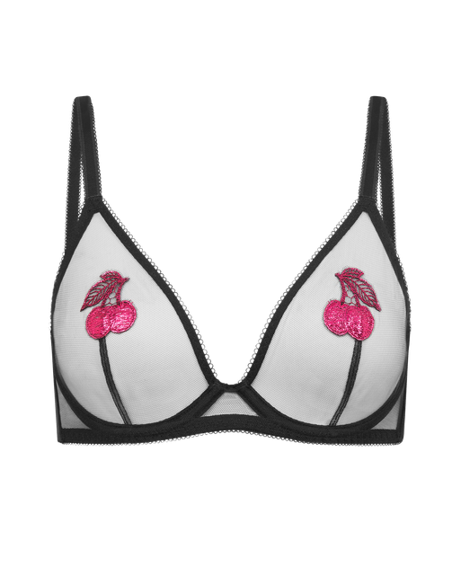 Perri Plunge Underwired Bra Black/Fuchsia | Agent Provocateur