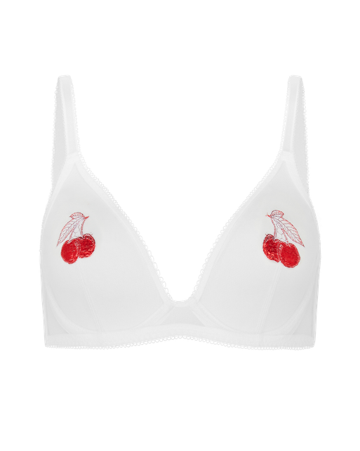 Perri Plunge Underwired Bra  White/Red | Agent Provocateur