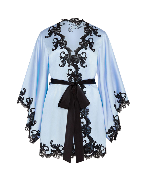 Clarette Short Kimono Blue/Black | Agent Provocateur