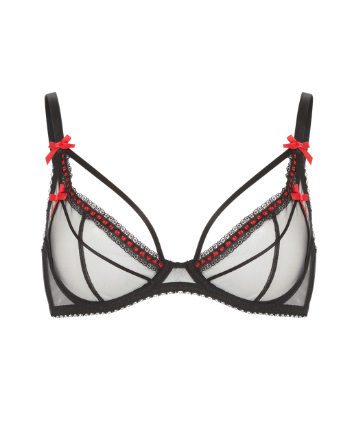 Hetty Plunge Underwired Bra Black/Red | Agent Provocateur