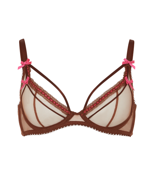 Hetty Plunge Underwired Bra  Brown/Pink | Agent Provocateur
