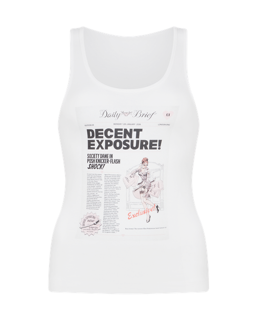 Newspaper Pyjama Vest Top White | Agent Provocateur