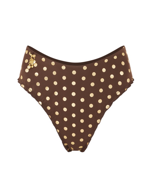 Syndi High Waisted Bikini Bottom Brown/Gold | Agent Provocateur