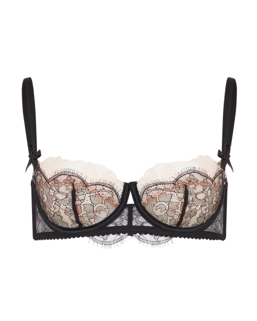 Vitoria Balconette Underwired Bra Black/Blush | Agent Provocateur