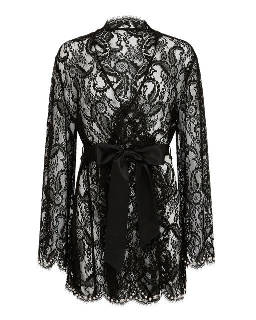 Vivienna Short Kimono  Black/Pearl | Agent Provocateur