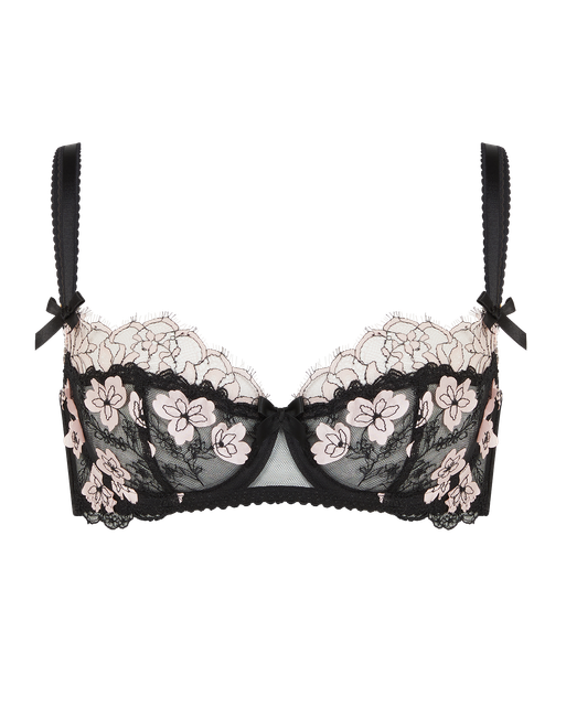 Andiee Plunge Underwired Bra Black/Baby Pink | Agent Provocateur