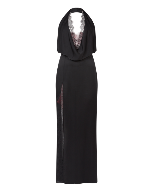 Lucelle Long Dress Black/Burgundy | Agent Provocateur