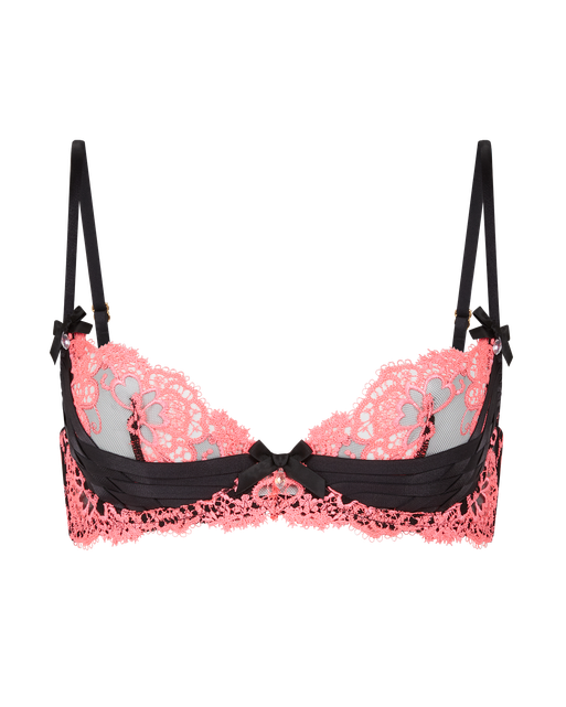 Dioni Plunge Underwired Bra Black/Neon Pink | Agent Provocateur