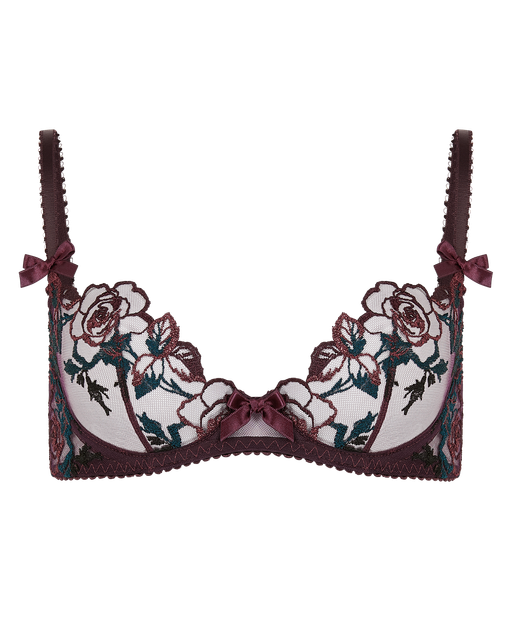 Callypso Plunge Underwired Bra Plum/Green | Agent Provocateur