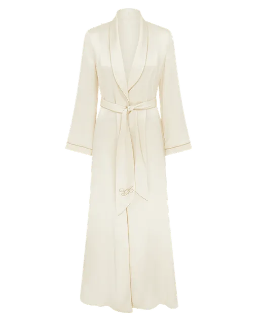 Classic PJ Long Dressing Gown Ivory | Agent Provocateur