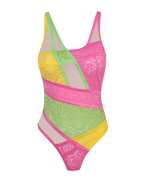 Marty Bodysuit Yellow/Pink | Agent Provocateur