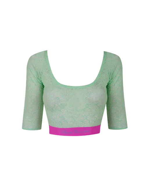 Cher Crop T-Shirt Mint/Pink | Agent Provocateur