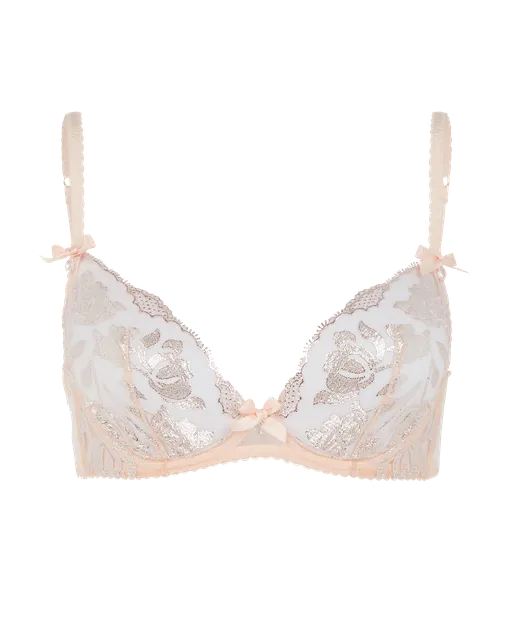 Sparkle Plunge Underwired Bra Beige | Agent Provocateur