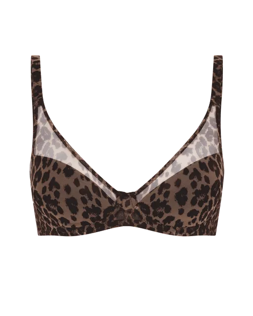 Lucky Padded Plunge Underwired Bra Leopard | Agent Provocateur