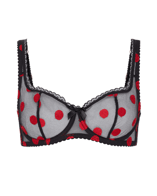Gabby Balconette Underwired Bra Black/Red | Agent Provocateur