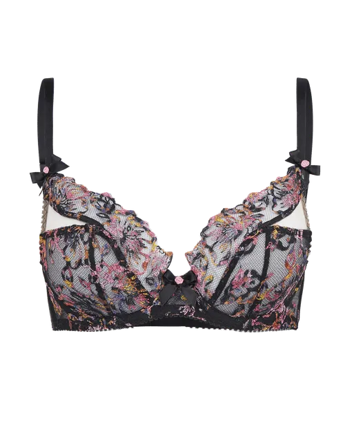 Leisha Plunge Underwired Bra Black Multicolour | Agent Provocateur