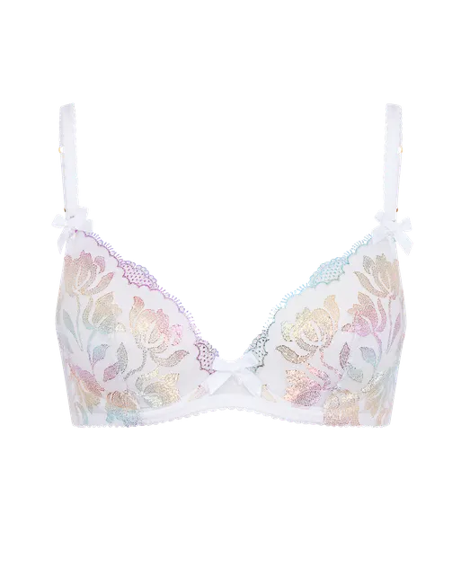 Sparkle Plunge Underwired Bra White | Agent Provocateur