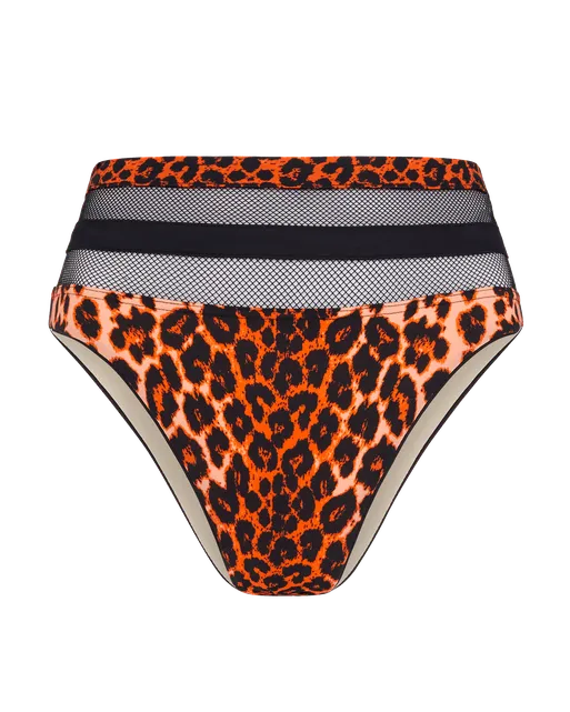 Zenaya High Waisted Bikini Bottom Leopard Print/Black | Agent Provocateur