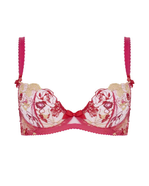 Zuri Plunge Underwired Bra Fuchsia/Red/Gold | Agent Provocateur