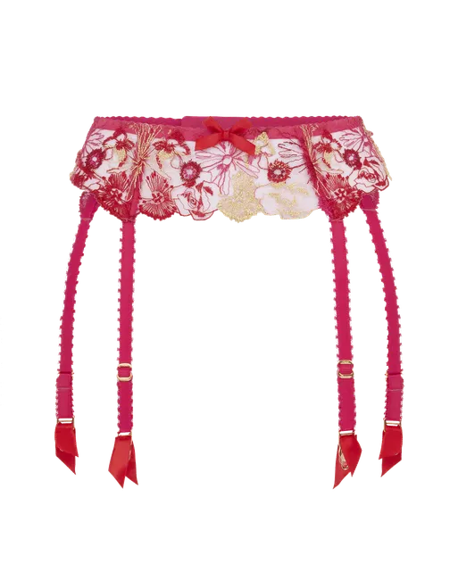 Zuri Suspender Fuchsia/Red/Gold | Agent Provocateur
