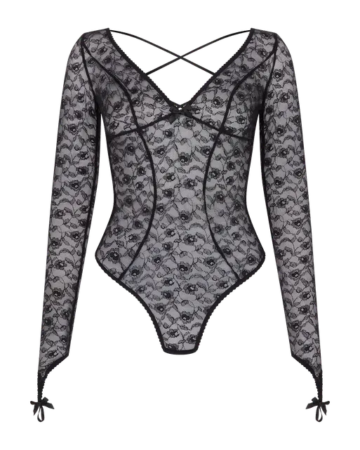 Daylia Sleeved Bodysuit Black | Agent Provocateur