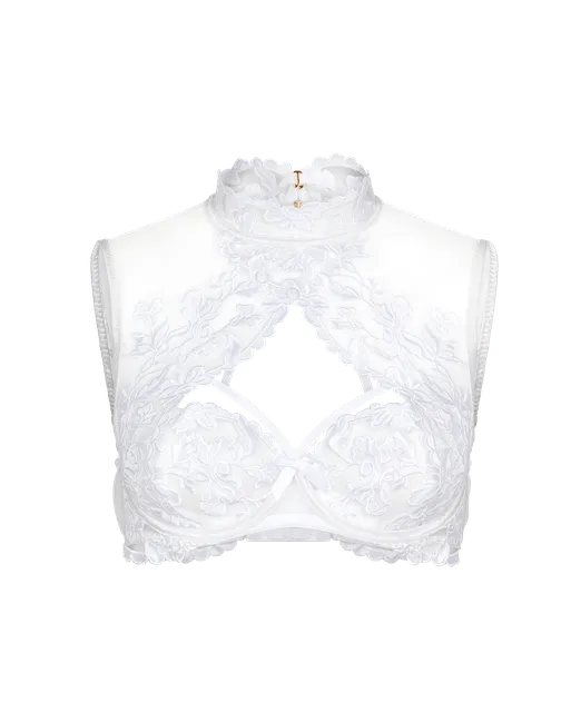 Darlia High Necked Underwired Bra White | Agent Provocateur