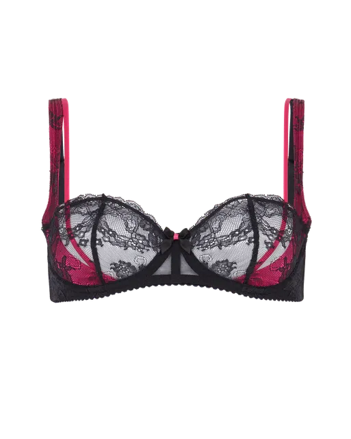Maddy Balconette Underwired Bra Black/Pink | Agent Provocateur