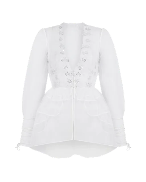 Skylee Short Dressing Gown White/Silver | Agent Provocateur