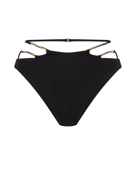 Christiana High Waisted Bikini Bottom Black/Gold | Agent Provocateur
