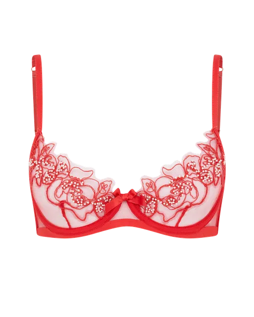 Lindie Balconette Underwired Bra Red/Red | Agent Provocateur