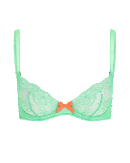 Isedora Plunge Underwired Bra Green/Neon Orange | Agent Provocateur