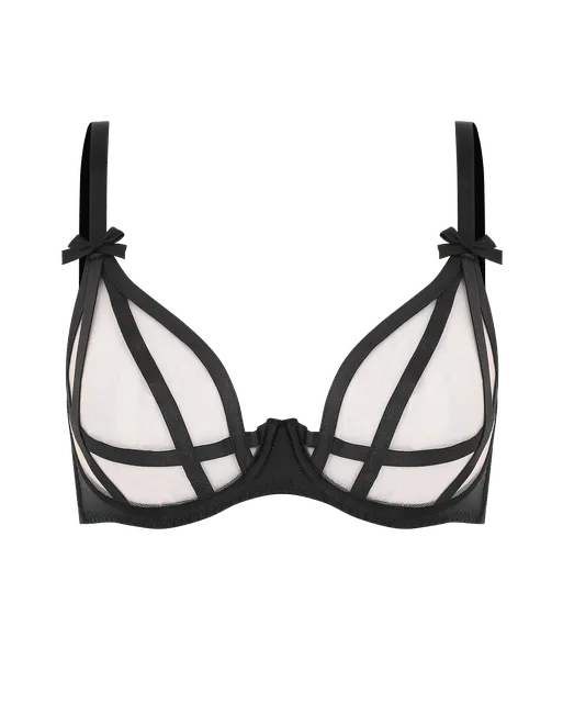 Briella Plunge Underwired Bra Black/Sand | Agent Provocateur