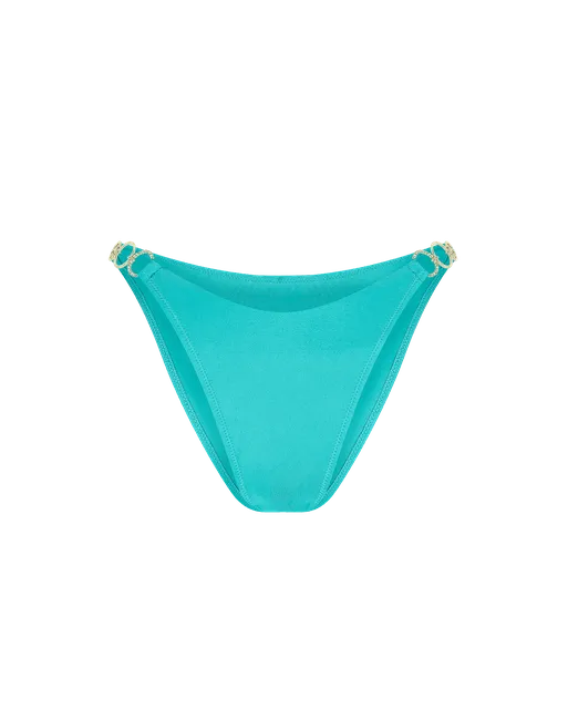Lustia Bikini Bottom Turquoise/Gold | Agent Provocateur