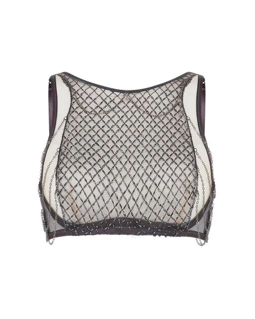 Chrystelle High Neck Underwired Bra Silver/Clear | Agent Provocateur