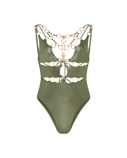 Davine Swimsuit Green/Gold | Agent Provocateur