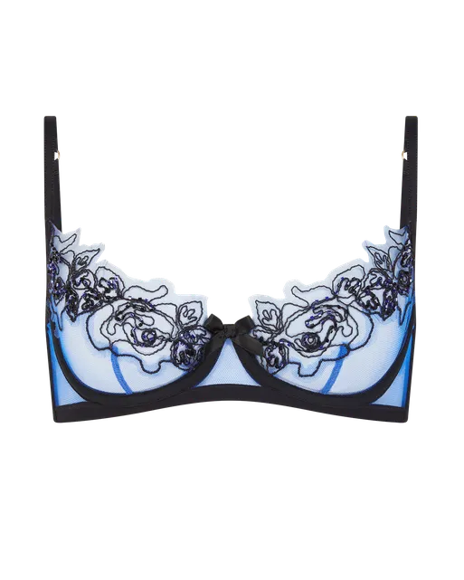 Lindie Demi Cup Plunge Underwired Bra Navy/Black | Agent Provocateur