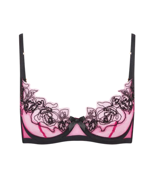 Lindie Demi Cup Plunge Underwired Bra Fuchsia/Black | Agent Provocateur