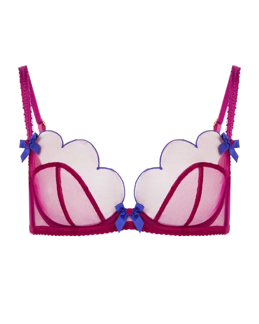 Lorna Plunge Underwired Bra Dark Pink/Cobalt | Agent Provocateur