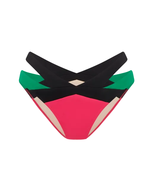 Mazzy Bikini Bottom Black/Green/Pink | Agent Provocateur