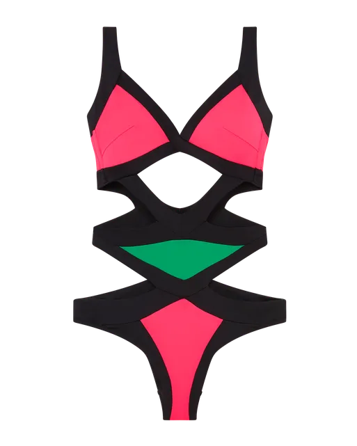 Mazzy Swimsuit  Black/Green/Pink | Agent Provocateur