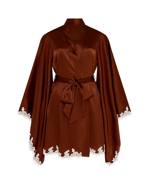 Molly Short Kimono Brown/Ivory | Agent Provocateur