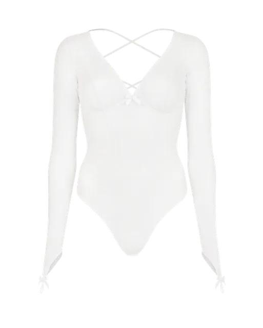 Daylia Sleeved Bodysuit White | Agent Provocateur