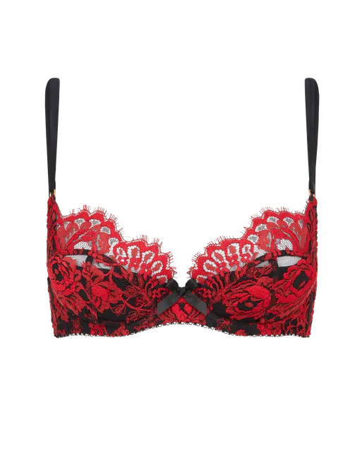 Solanna Plunge Underwired Bra Red/Black | Agent Provocateur
